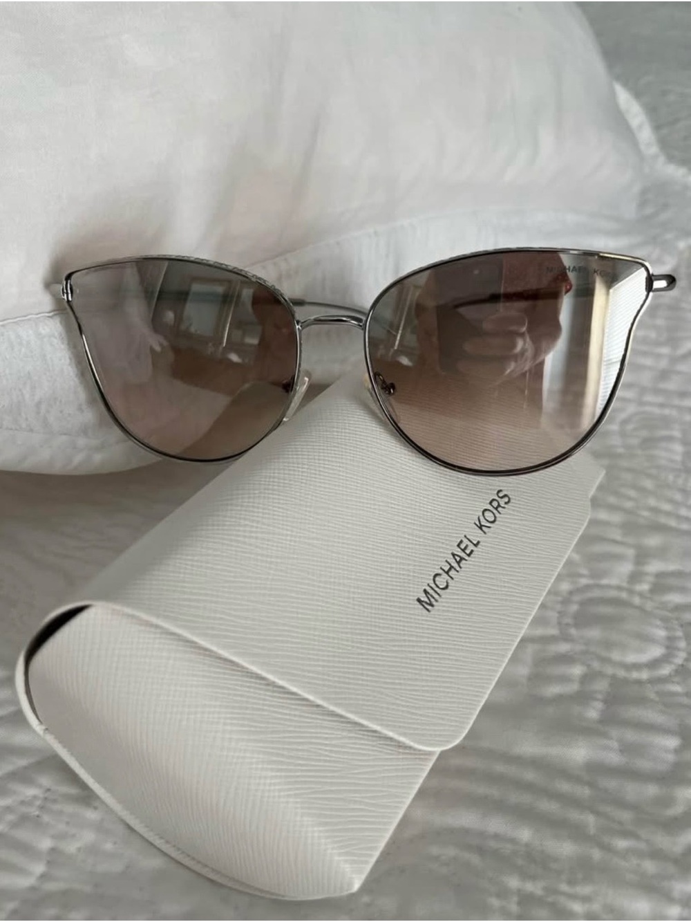 Michael Kors Silver Frame Sunglasses with Brown Gradient Lenses